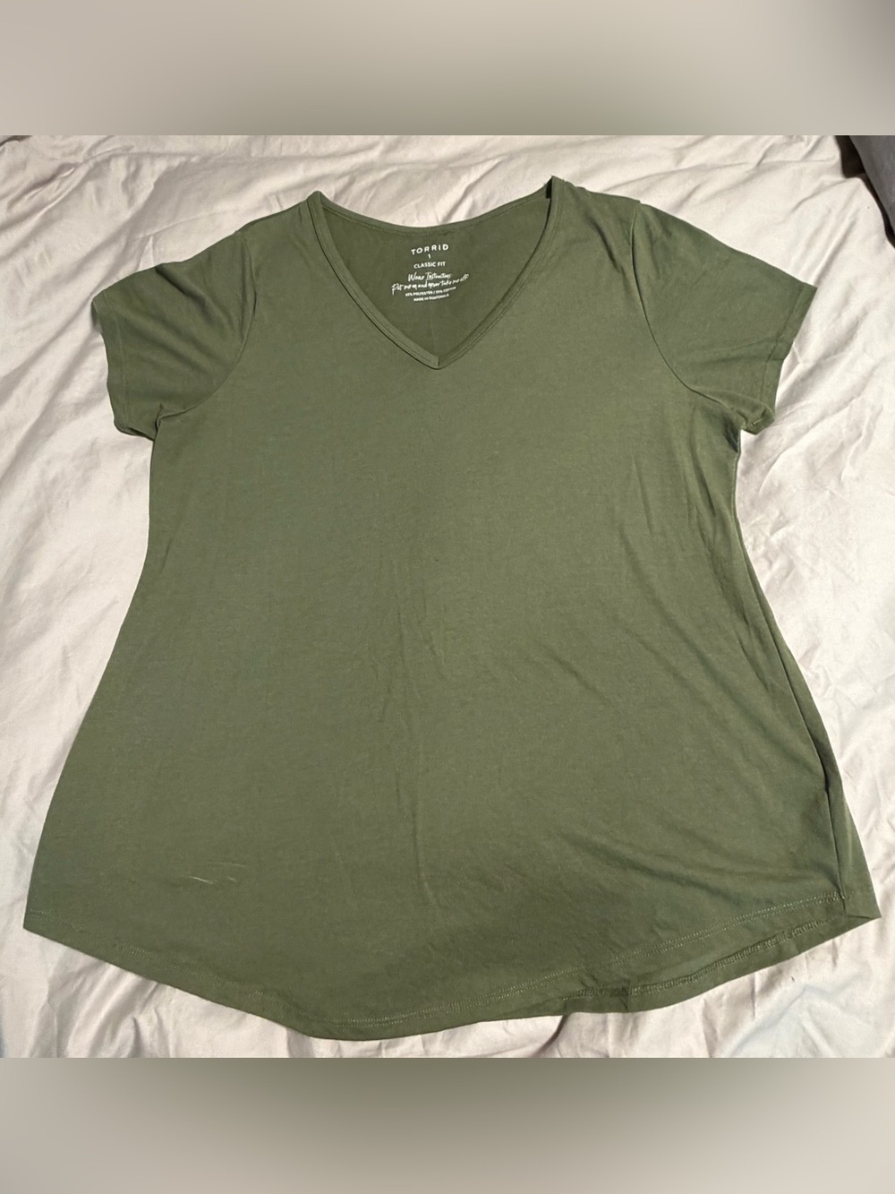 torrid Olive Green V-Neck Short Sleeve Tee